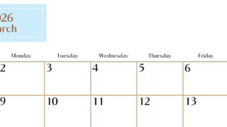 2026年3月横型の日曜始まりカレンダー♪シンプルで書き込みしやすい文字が大きなA4用紙向け（無料）(2026-01170300)