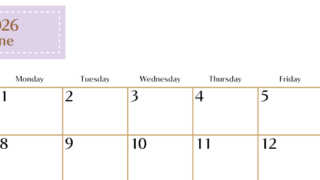 2026年6月横型の日曜始まりカレンダー♪シンプルで書き込みしやすい文字が大きなA4用紙向け（無料）(2026-01170600)