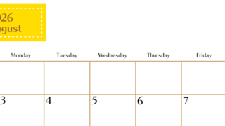2026年8月横型の日曜始まりカレンダー♪シンプルで書き込みしやすい文字が大きなA4用紙向け（無料）(2026-01170800)