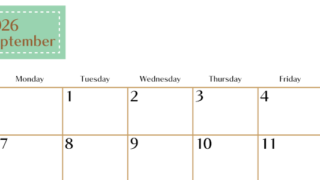 2026年9月横型の日曜始まりカレンダー♪シンプルで書き込みしやすい文字が大きなA4用紙向け（無料）(2026-01170900)