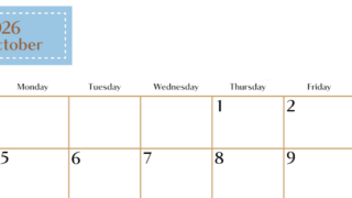 2026年10月横型の日曜始まりカレンダー♪シンプルで書き込みしやすい文字が大きなA4用紙向け（無料）(2026-01171000)