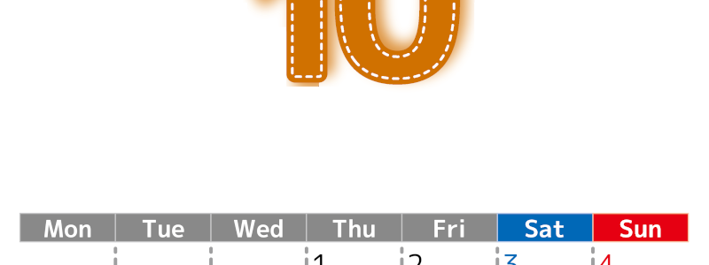 （無料カレンダー）2026年10月縦型月曜始まりで大きい文字が見やすく書き込みも簡単なA4サイズ（シンプル）(2026-01181011)