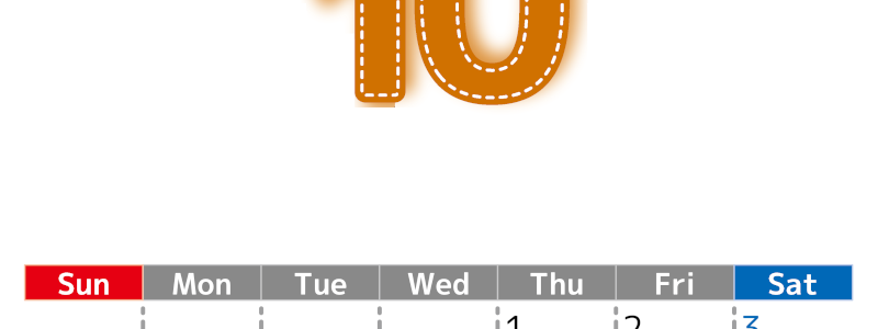 （無料カレンダー）2026年10月縦型日曜始まりで大きい文字が見やすく書き込みも簡単なA4サイズ（シンプル）(2026-01181010)