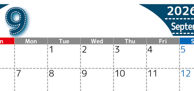 （無料カレンダー）2026年9月横型日曜始まりで大きい文字が見やすく書き込みも簡単なA4サイズ（シンプル）(2026-01180900)