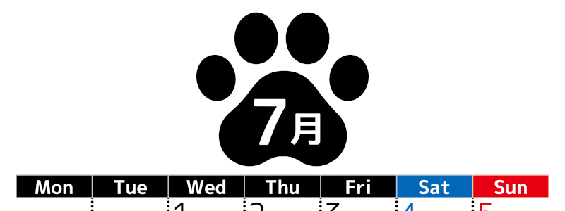 無料カレンダー：2026年7月縦型月曜始まり♪ シンプルで書き込み欄が大きいのでおすすめ♪(2026-01210711)
