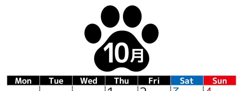 無料カレンダー：2026年10月縦型月曜始まり♪シンプルで書き込み欄が大きいのでおすすめ♪(2026-01211011)