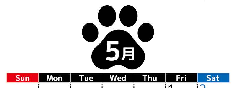 無料カレンダー：2026年5月縦型日曜始まり♪シンプルで書き込み欄が大きいのでおすすめ♪(2026-01210510)