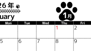 無料カレンダー：2026年1月横型日曜始まり♪シンプルで書き込み欄が大きいのでおすすめ♪(2026-01210100)