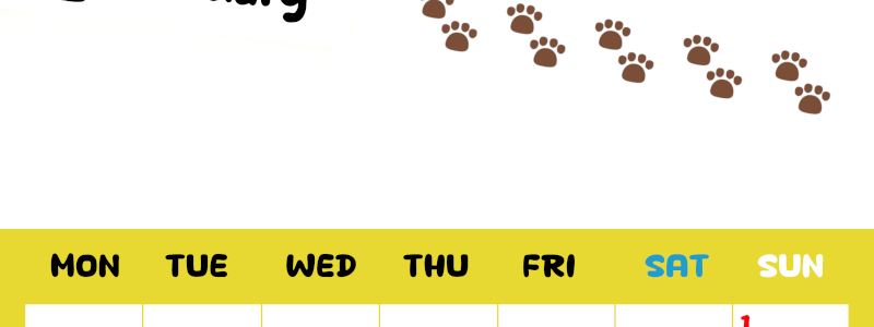 2026年2月カレンダーは縦型月曜始まりで無料！ねこのベージュぷにぷに肉球イラストがほっこりかわいい！(2026-01240211)