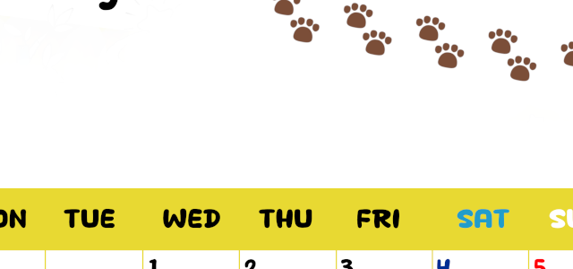 2026年7月カレンダーは縦型月曜始まり で猫の自由きままな足あとがおしゃれかわいいデザインなのでおすすめ：無料(2026-01240711)