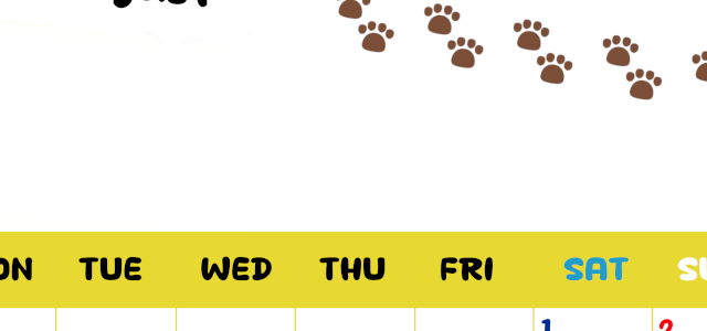 2026年8月カレンダーは縦型月曜始まりで無料！ねこのベージュぷにぷに肉球イラストがほっこりかわいい！(2026-01240811)