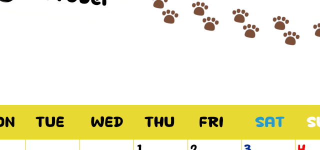 2026年10月カレンダーは縦型月曜始まりで無料！ねこのベージュぷにぷに肉球イラストがほっこりかわいい！(2026-01241011)