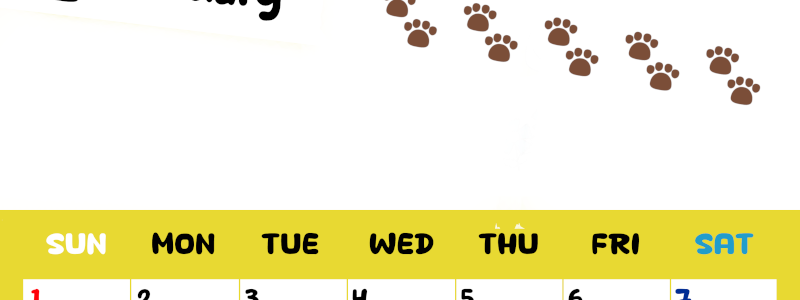 2026年2月カレンダーは縦型日曜始まりで無料！ねこのベージュぷにぷに肉球イラストがほっこりかわいい！(2026-01240210)