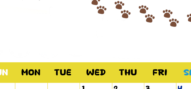 2026年4月カレンダーは縦型日曜始まりで無料！ねこのベージュぷにぷに肉球イラストがほっこりかわいい！(2026-01240410)