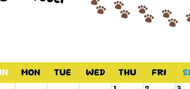 2026年10月カレンダーは縦型日曜始まりで無料！ねこのベージュぷにぷに肉球イラストがほっこりかわいい！(2026-01241010)