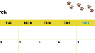 2026年3月カレンダーは横型月曜始まりで無料！ねこのベージュぷにぷに肉球イラストがほっこりかわいい！(2026-01240301)