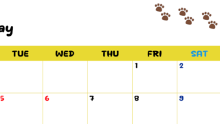 2026年5月カレンダーは横型月曜始まりで無料！ねこのベージュぷにぷに肉球イラストがほっこりかわいい！(2026-01240501)