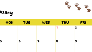 2026年1月カレンダーは横型日曜始まりで無料！ねこのベージュぷにぷに肉球イラストがほっこりかわいい！(2026-01240100)