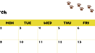 2026年3月カレンダーは横型日曜始まりで無料！ねこのベージュぷにぷに肉球イラストがほっこりかわいい！(2026-01240300)