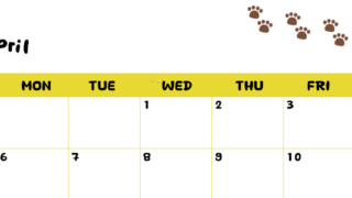 2026年4月カレンダーは横型日曜始まりで無料！ねこのベージュぷにぷに肉球イラストがほっこりかわいい！(2026-01240400)
