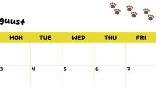 2026年8月カレンダーは横型日曜始まりで無料！ねこのベージュぷにぷに肉球イラストがほっこりかわいい！(2026-01240800)