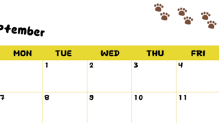 2026年9月カレンダーは横型日曜始まりで無料！ねこのベージュぷにぷに肉球イラストがほっこりかわいい！(2026-01240900)