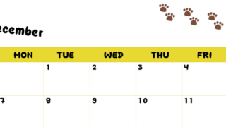 2026年12月カレンダーは横型日曜始まりで無料！ねこのベージュぷにぷに肉球イラストがほっこりかわいい！(2026-01241200)