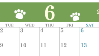 2026年6月カレンダーは横型月曜始まりで猫の肉球がゆるかわいいレイアウト！無料かつ自由に予定を書き込めます！(2026-01250601)