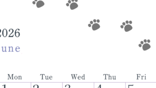 2026年6月カレンダーは縦型日曜始まりで猫が自由気ままに歩き回った足あとがかわいい♪ダウンロード無料♪(2026-01260610)