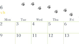 2026年3月カレンダーは横型日曜始まりで猫が自由気ままに歩き回った足あとがかわいい♪ダウンロード無料♪(2026-01260300)