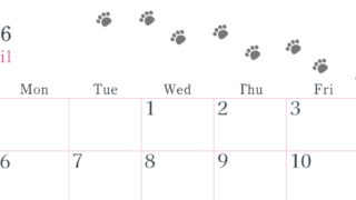 2026年4月カレンダーは横型日曜始まりで猫が自由気ままに歩き回った足あとがかわいい♪ダウンロード無料♪(2026-01260400)
