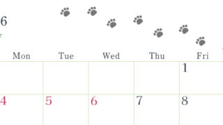 2026年5月カレンダーは横型日曜始まりで猫が自由気ままに歩き回った足あとがかわいい♪ダウンロード無料♪(2026-01260500)