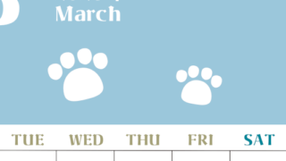 2026年3月カレンダーは縦型月曜始まりで猫の肉球がおしゃれかわいいカラフルな無料イラスト付き素材♪(2026-01270311)