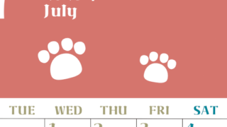 2026年7月カレンダーは縦型月曜始まり で猫の自由きままな足あとがおしゃれかわいいデザインなのでおすすめ：無料(2026-01270711)
