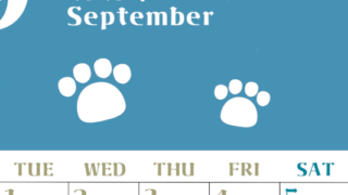 2026年9月カレンダーは縦型月曜始まりで猫の肉球がおしゃれかわいいカラフルな無料イラスト付き素材♪(2026-01270911)