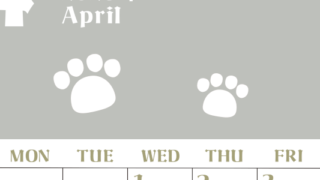 2026年4月カレンダーは縦型日曜始まりで猫の肉球がおしゃれかわいいカラフルな無料イラスト付き素材♪(2026-01270410)