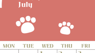 2026年7月カレンダーは縦型日曜始まり で猫の自由きままな足あとがおしゃれかわいいデザインなのでおすすめ：無料(2026-01270710)