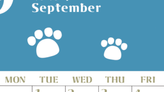 2026年9月カレンダーは縦型日曜始まりで猫の肉球がおしゃれかわいいカラフルな無料イラスト付き素材♪(2026-01270910)