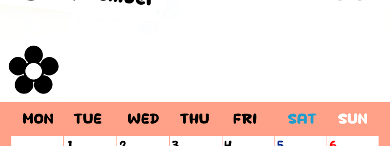 2026年9月カレンダーは縦型月曜始まりでフラワーシルエットがかわいいシンプルお花デザイン：無料(2026-01300911)