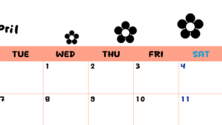 2026年4月カレンダーは横型月曜始まりでフラワーシルエットがかわいいシンプルお花デザイン：無料(2026-01300401)