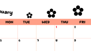 2026年1月カレンダーは横型日曜始まりでフラワーシルエットがかわいいシンプルお花デザイン：無料(2026-01300100)