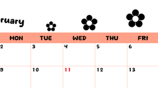 2026年2月カレンダーは横型日曜始まりでフラワーシルエットがかわいいシンプルお花デザイン：無料(2026-01300200)