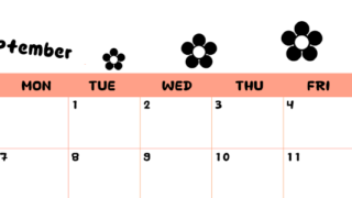 2026年9月カレンダーは横型日曜始まりでフラワーシルエットがかわいいシンプルお花デザイン：無料(2026-01300900)