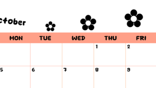 2026年10月カレンダーは横型日曜始まりでフラワーシルエットがかわいいシンプルお花デザイン：無料(2026-01301000)