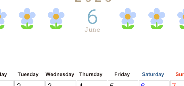 2026年6月カレンダーは縦型月曜始まりでおしゃれな花のイラストが暮らしに癒しを与えてくれる：無料(2026-01310611)