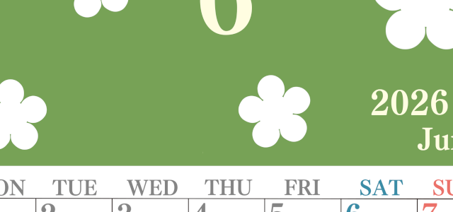 2026年6月カレンダーは縦型月曜始まりでフラワーシルエットがかわいい♪ダウンロードは無料♪(2026-01320611)