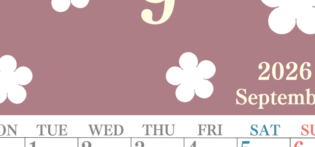2026年9月カレンダーは縦型月曜始まりでフラワーシルエットがかわいい♪ダウンロードは無料♪(2026-01320911)