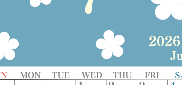 2026年7月カレンダーは縦型日曜始まり でフラワーシルエットがかわいい♪ダウンロードは無料♪(2026-01320710)