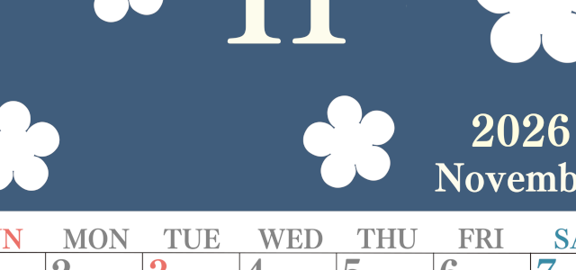 2026年11月カレンダーは縦型日曜始まりでフラワーシルエットがかわいい♪ダウンロードは無料♪(2026-01321110)