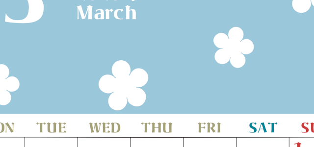 2026年3月カレンダーは縦型月曜始まりでフラワーシルエットが上品でおしゃれ（無料）(2026-01330311)